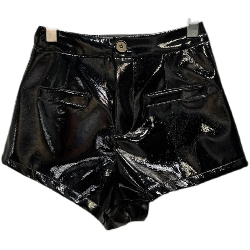 

Shiny Patent Leather Shorts Women Summer High Waist Bodycon Faux Latex PU Biker Shorts Ladies Slim Hot Short Pants Street Custom