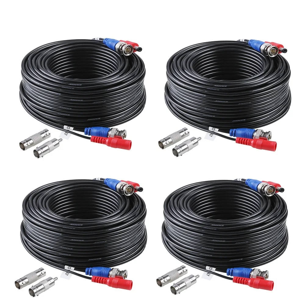 New 4X100ft 30M Security Camera Video Power Cable Cord BNC RCA Wire for CCTV Camera and DVR in CCTV System Surveillance Cables