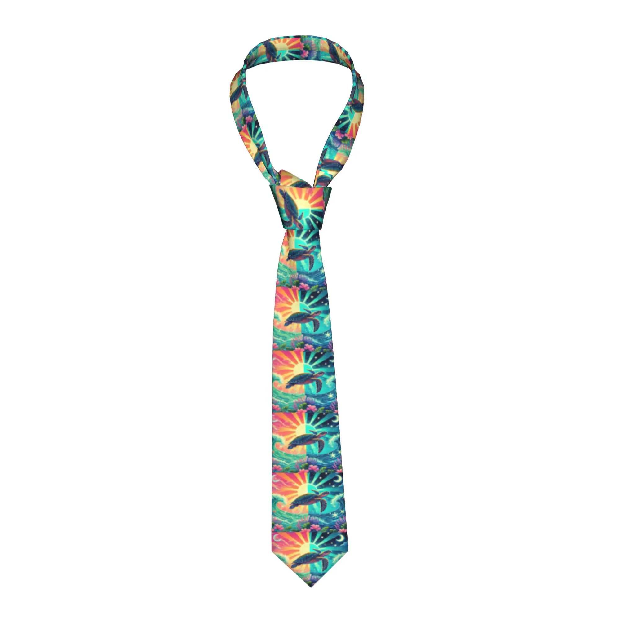 

Классические забавные красочные галстуки с изображением морской черепахи для вечеринок, персонализированные мужские галстуки