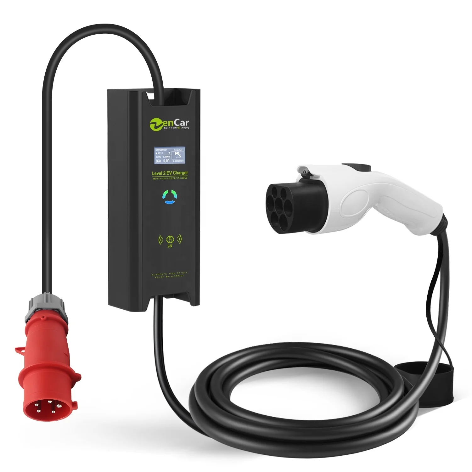 Popular ZENCAR EV Charger GB/T Plug to Red CEE 32A 3phase 22KW Home Portable EV Charger on Sale