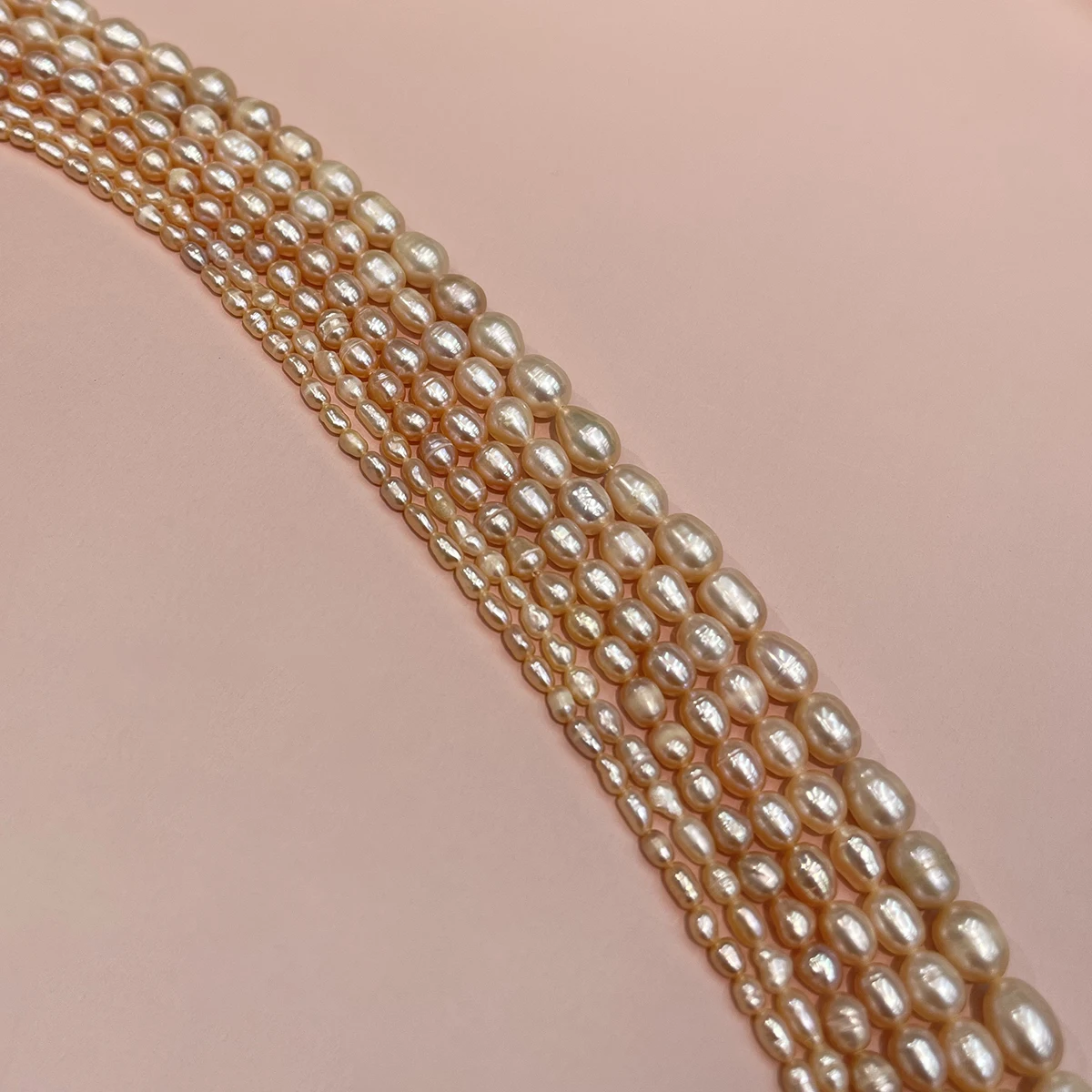 AA Natürliche Süßwasserperlen Reisperlen Rosa Perlen für Schmuckherstellung DIY Halsketten Armbänder Ohrringe Handgemachte Kunsthandwerke Großhandel – Detail 1