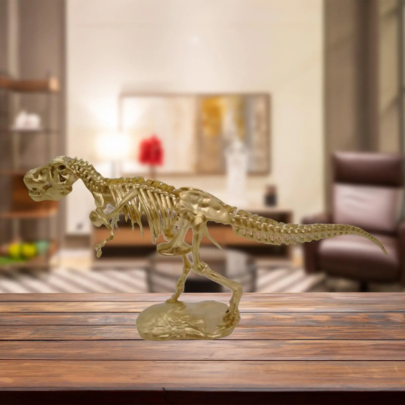 Rex Dinosaur Skeleton Statue Animal Figurine for Cabinet Living Room Office