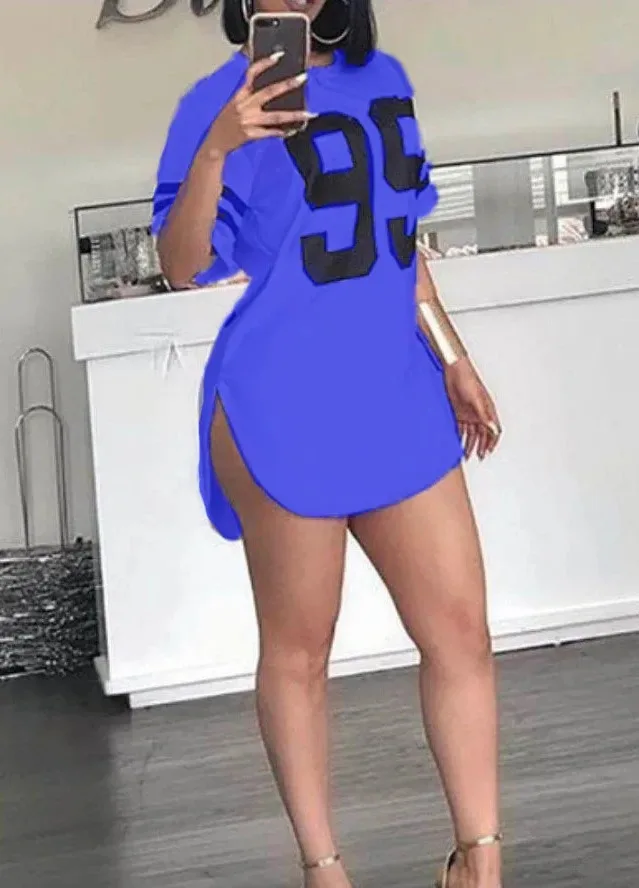 女性の Tシャツ優れた品質春/夏の手紙ルーズ O ネック半袖ファッションレディーストップス T シャツドレス SJL9