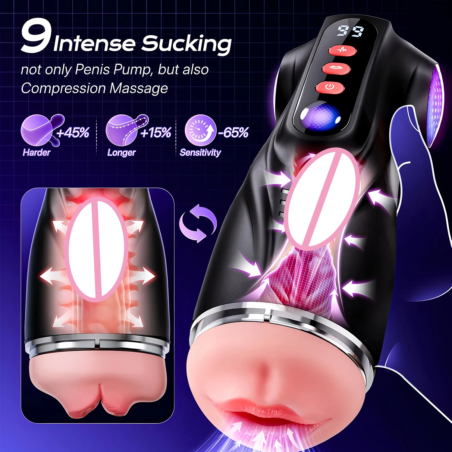 YAFEI APP Control Male Masturbator 3 Sleeves Sets AI Sync Pocket Pussy Penis Pump with 9 Sucking 9 Vibrating Sex Toys for Men