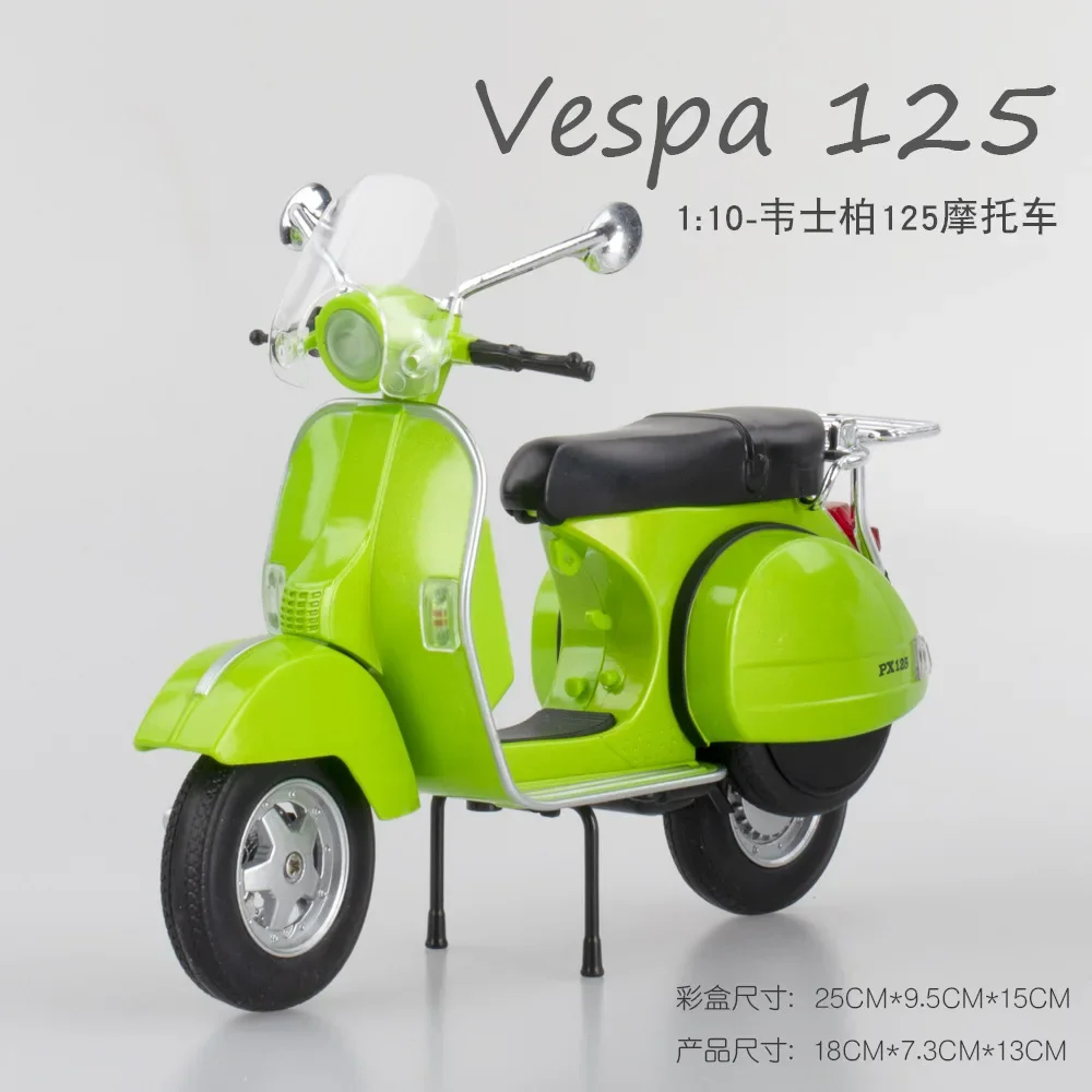 1/10 Vespa 125 simulation alloy sound and light steering children's toy motorcycle model ornament gift