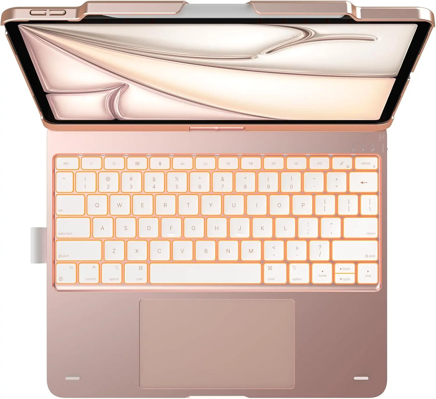 iPad Air 13-inch Keyboard Case with Trackpad, Backlit, Rotatable, Wireless Cover in Rose Gold