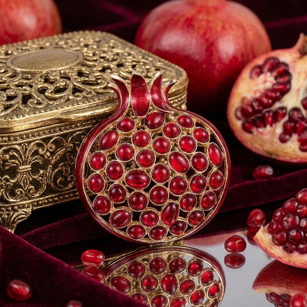 Stylish Enamel Pomegranate Brooches for Women Unisex Fruit Plant Pin Friend Event Party New Gifts Jewelry Decoration Accessories