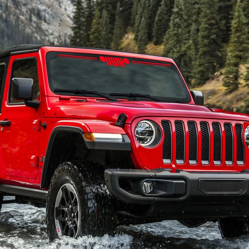 Grill Pattern Car Vinyl Decal Car Front Windshield Windscreen DIY Decoration Sticker For Jeep Wrangler JK JL Gladiator Renegade - view 4
