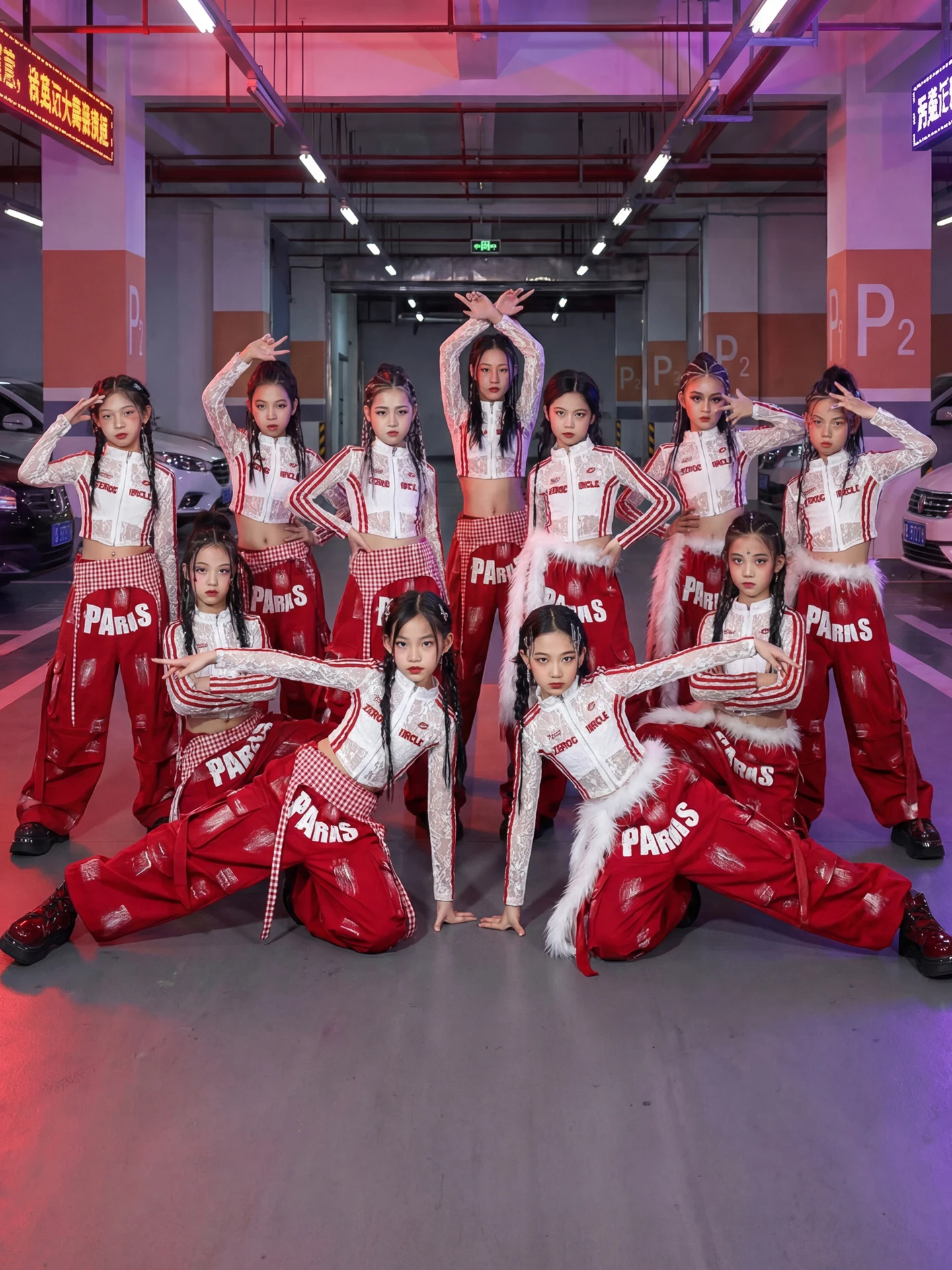 

Костюм для джазового танца для девочек, красный, белый, кружевной, модный наряд для уличных танцев, одежда для выступлений на сцене, детская модная совачка