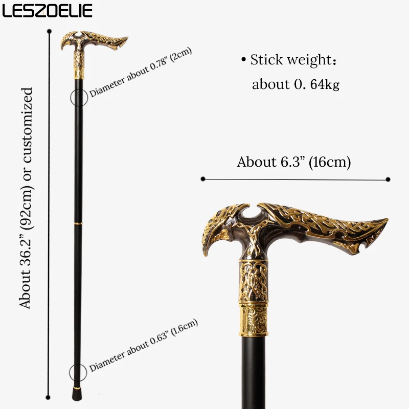 92cm 高級ゴールド＆ブラックハンドル ウォーキングケーン メンズ エレガント ヴィンテージ ファッション パーティー装飾スティック レディース スタイリッシュ ケイン