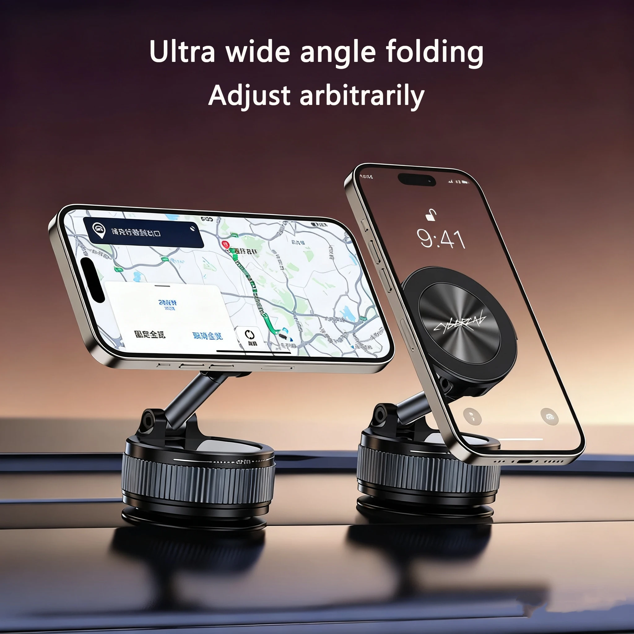 

Для Tesla Cybertruck Магнитный всасывающий вакуумный автомобильный держатель для телефона 360° ° Регулируемый магнитный складной кронштейн для телефона с вращением