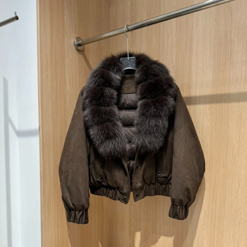 Women Luxury Outerwear with Fur Oversized Winter Soft Wool Thick Coat for Old Money Style Warm Layer Classic Luxury Business