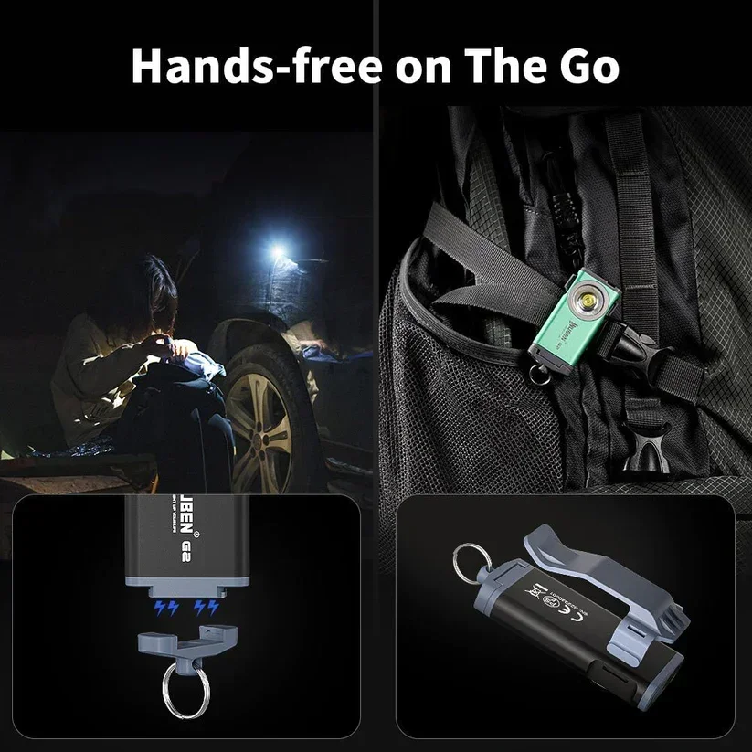 WUBEN G2 Type-C Rechargeable Keychain Light 500Lumens Beam Distance 47Meters Built in battery Magnetic tail Mini Flashlight