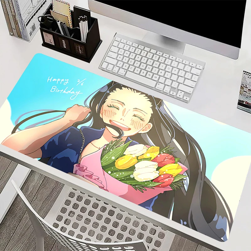 Tapis de souris pour ordinateur portable, accessoires de bureau, pour clavier, une pièce, Nico Robin, tasse en caoutchouc, doux, grand tapis de bureau