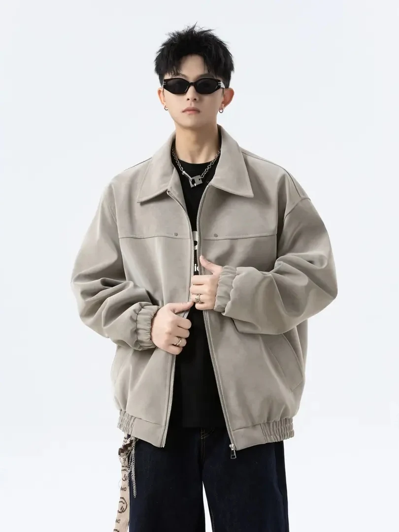 

Высококачественное мужское пальто свободного покроя с воротником в американском стиле ретро, весенне-осеннее новое универсальное пальто из искусственной замши для пар