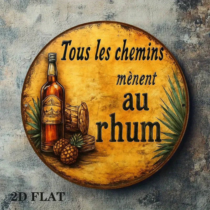 CIFBUY Vintage Aluminium Wandkunst Wasserdichtes Kratzfestes Französisches Rum-Schild für Zuhause, Bar, Restaurant, Innendekoration