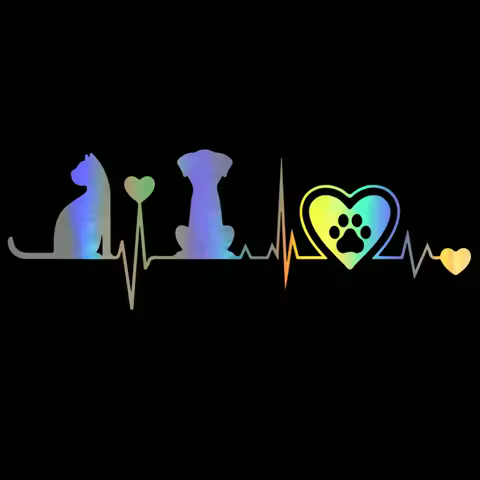 Motorcycle Sticker Heartbeats Cats and dogs love footprints Reflective Car Stickers Moto Auto Decal Funny JDM Vinyl