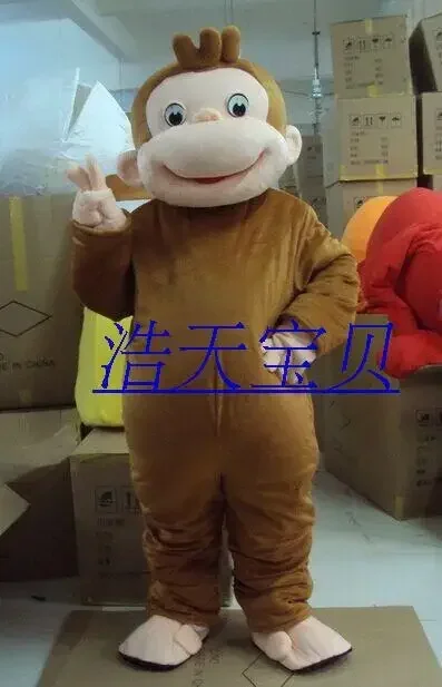 Christmas Curious George Monkey Mascot Costumes Cartoon Fancy Dress For Adult Animal Brown Halloween Party Mascot