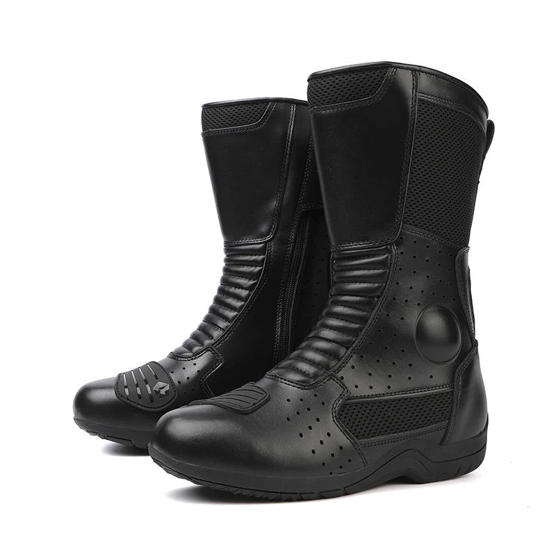Motorcycle Boots Men Classic Motocross Boots with Reinforced Heel Toe Counter Waterproof Tall Motorcycle Touring Boot Botas Moto