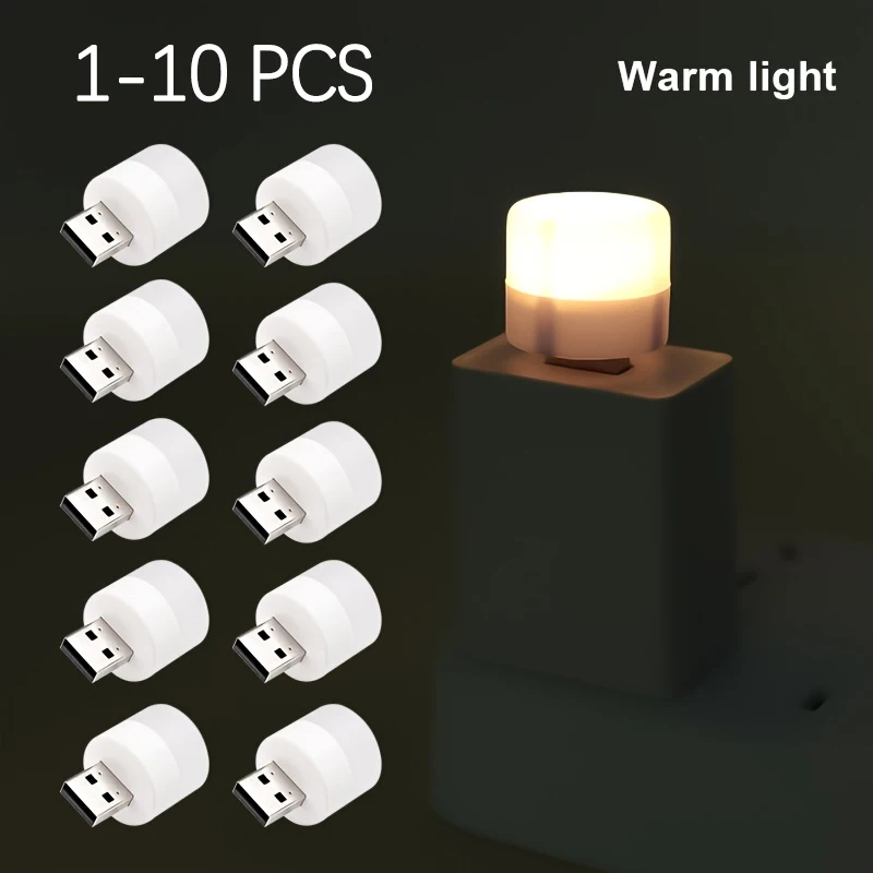 1-10 قطع USB LED ضوء الليل، مكون صغير محمول دافئ أبيض بارد ضوء، مصباح مزاج غرفة النوم، عيد الميلاد، التخييم، السيارة، ديكور سطح المكتب