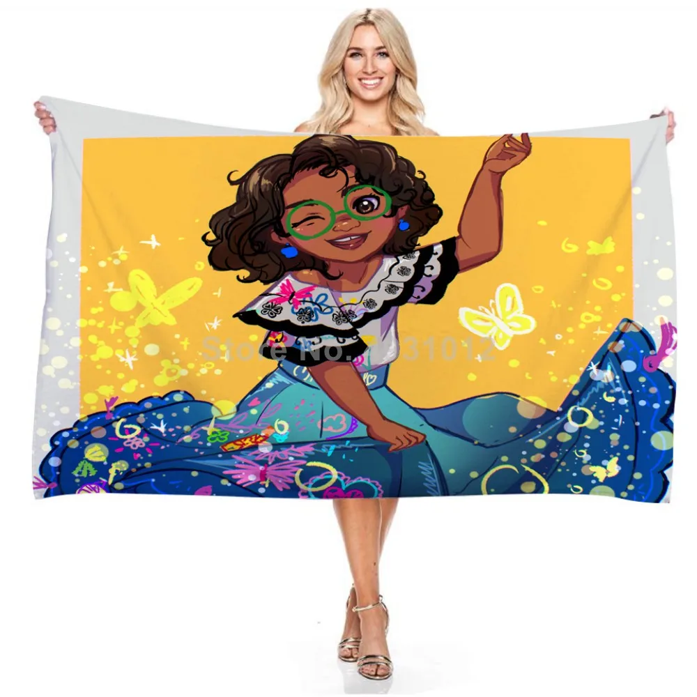 2024 Disney Lucky Princess Encanto Mirabel Girl Baby Bath Towel Children Kids Girls Swimming Beach Towel Gift 75X150cm