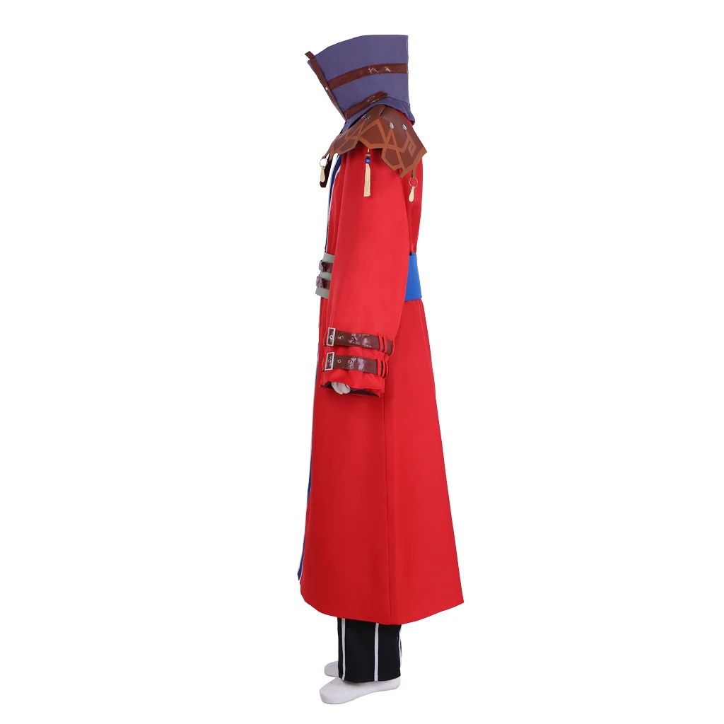 

Game Final Fantasy X Auron Cosplay Costume Men's Top Jacket Pants with Accessories Halloween Party Red Outfit