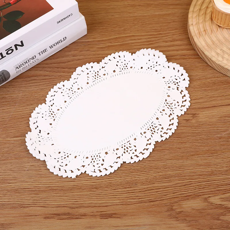 140 Pcs Oval Lace Paper Doilies Doily Lace Placemats for Tables Wedding Christmas Birthday Party Cake Placemat Table Decoration