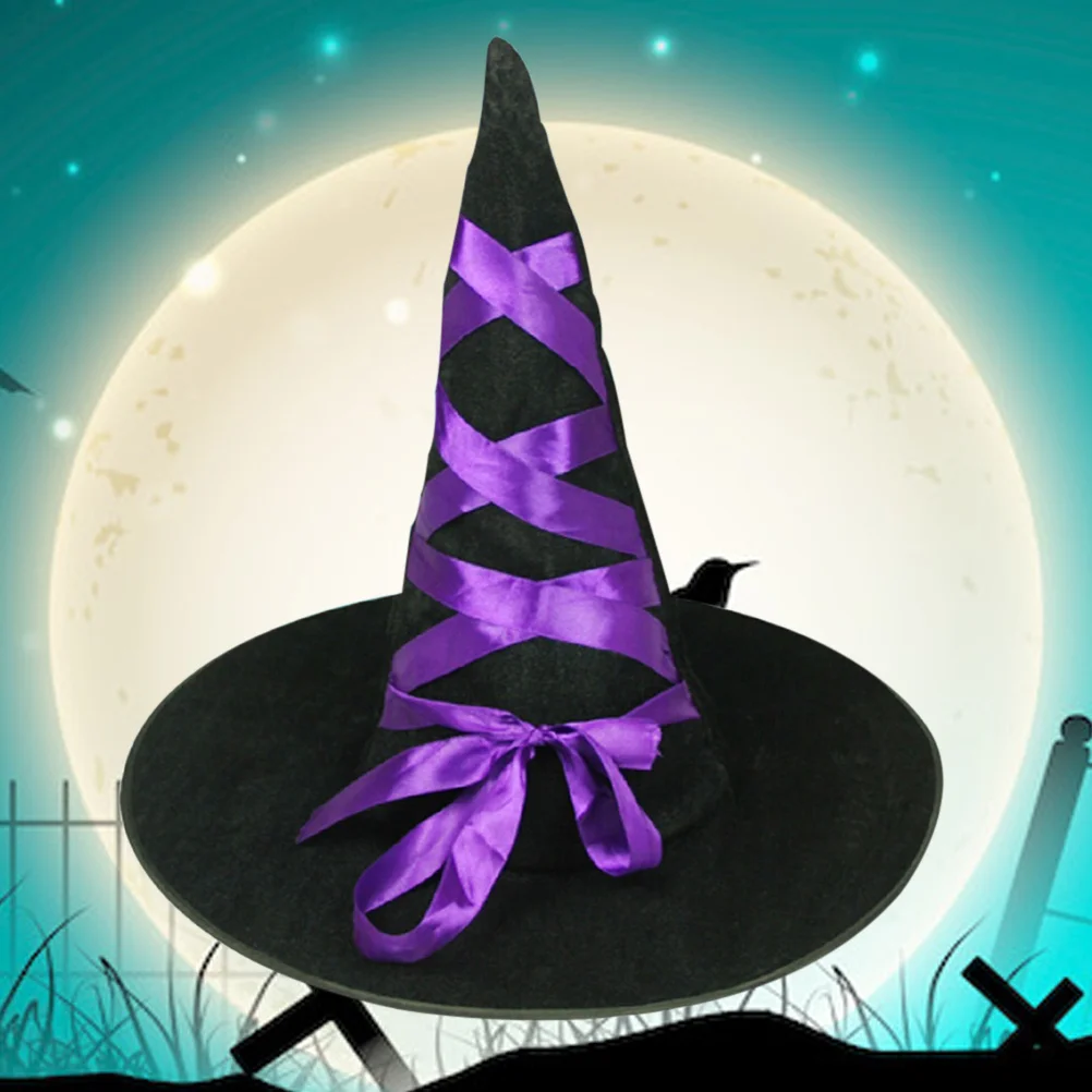 

Шляпа фиолетового цвета, свободный размер, легкие украшения для Хэллоуина, маскарада, шляпы ведьмы с носком, украшение, праздничный реквизит для мероприятий