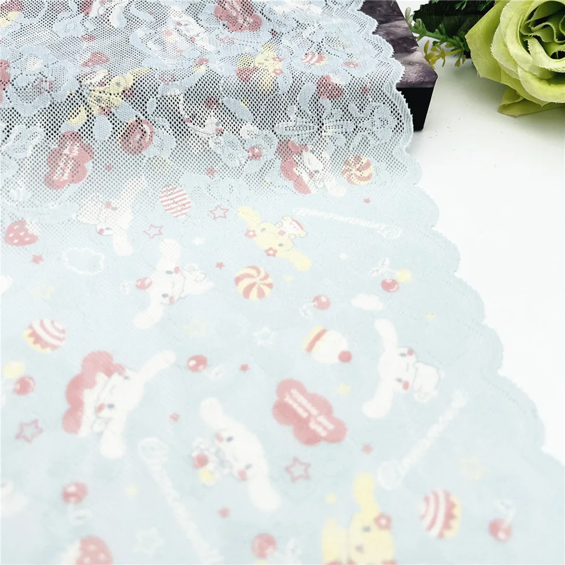 3y/lot Width 22.50cm Baby Blue Elastic Stretch Lace Trim Skirt Hem Underwear Sewing Craft DIY Apparel Fabric Lace For Dress
