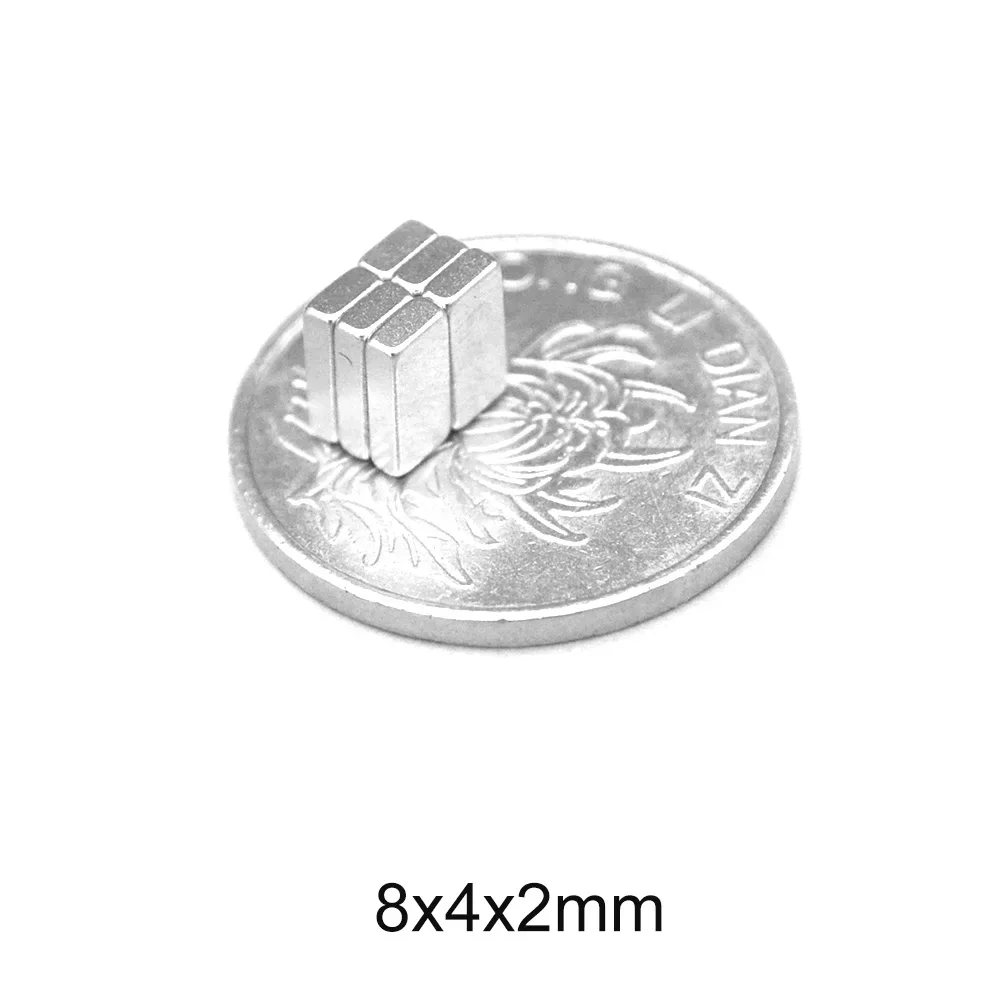 8X4X2 mm neodymium permanent magnet 8mm X 4mm Permanent Neodymium Magnet Strong 8x4x2mm Small Block Magnet 8*4*2 mm