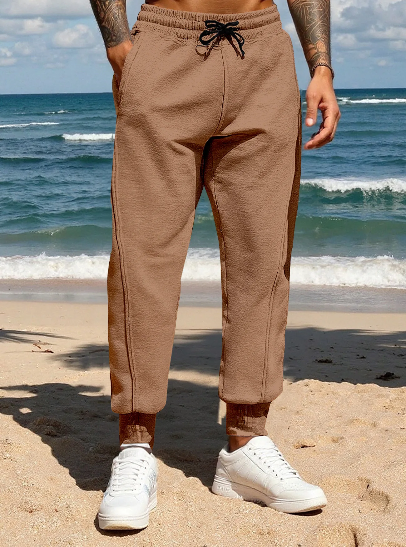 2025 herbst Neue Mode Europäischen Amerikanischen männer Einfarbig Casual Trendy Gerade Kordelzug Sport Hosen Männliche Hosen Kleidung