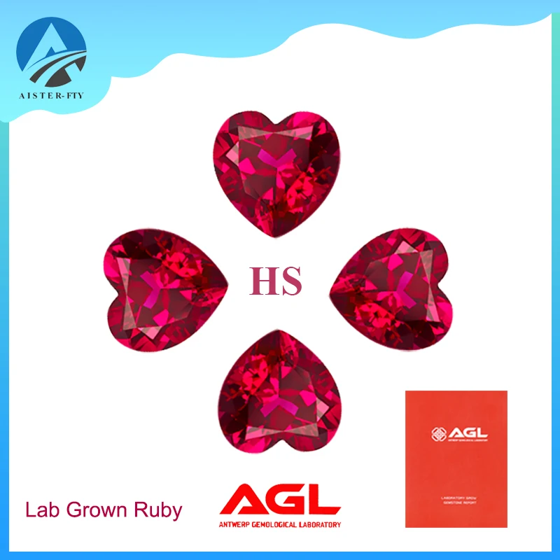 مختبر نمت روبي شكل قلب حمامة الدم الأحمر اللون أحجار كريمة مفكوكة حدد AGL شهادة حجر عالي الجودة لصنع المجوهرات ذاتية الصنع #1