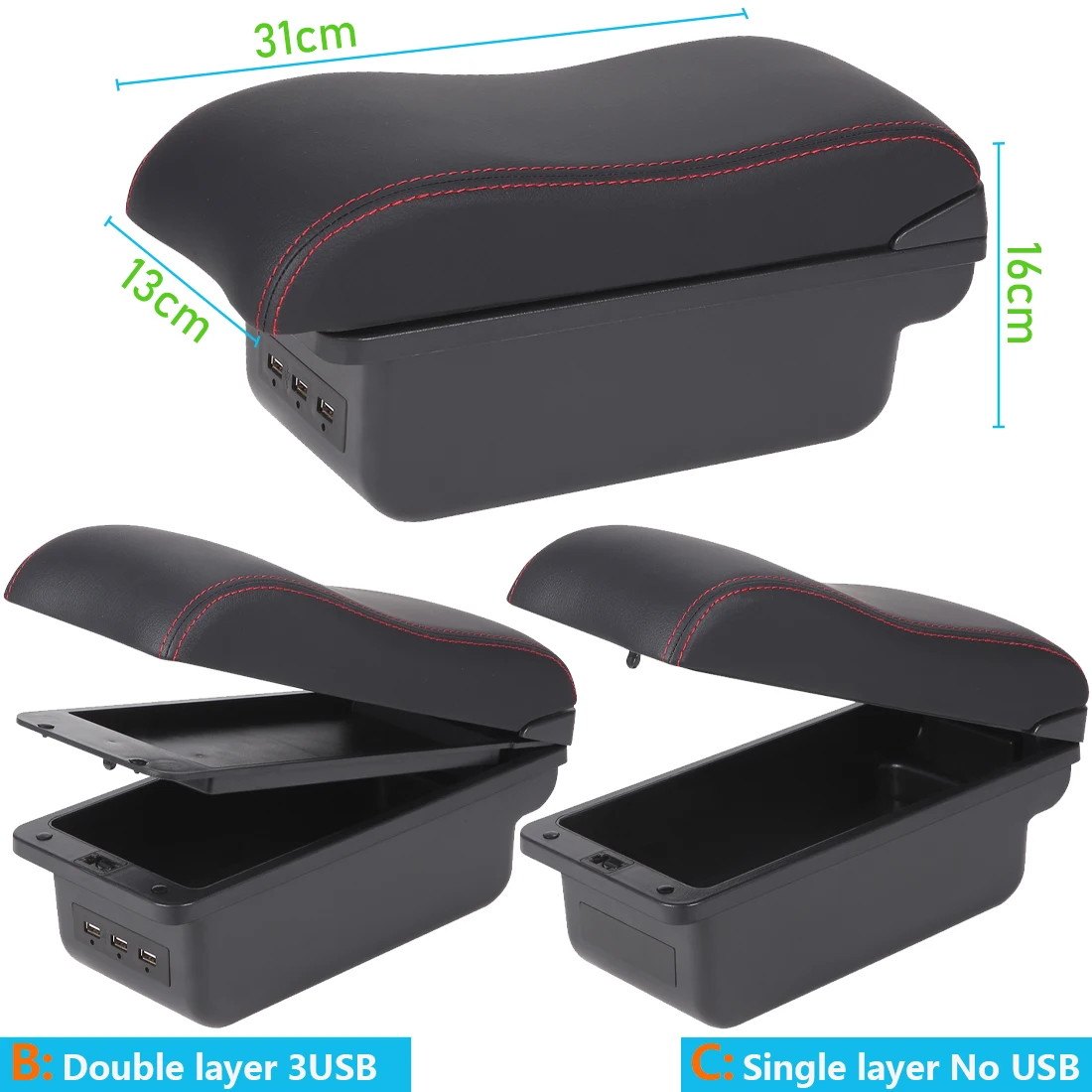 Podłokietnik Ford Focus 2 Do Ford Focus 2 Mk2 Podłokietnik samochodowy 2005-2011 Schowek Dedykowane szczegóły wnętrza Akcesoria samochodowe — zdjęcie 4