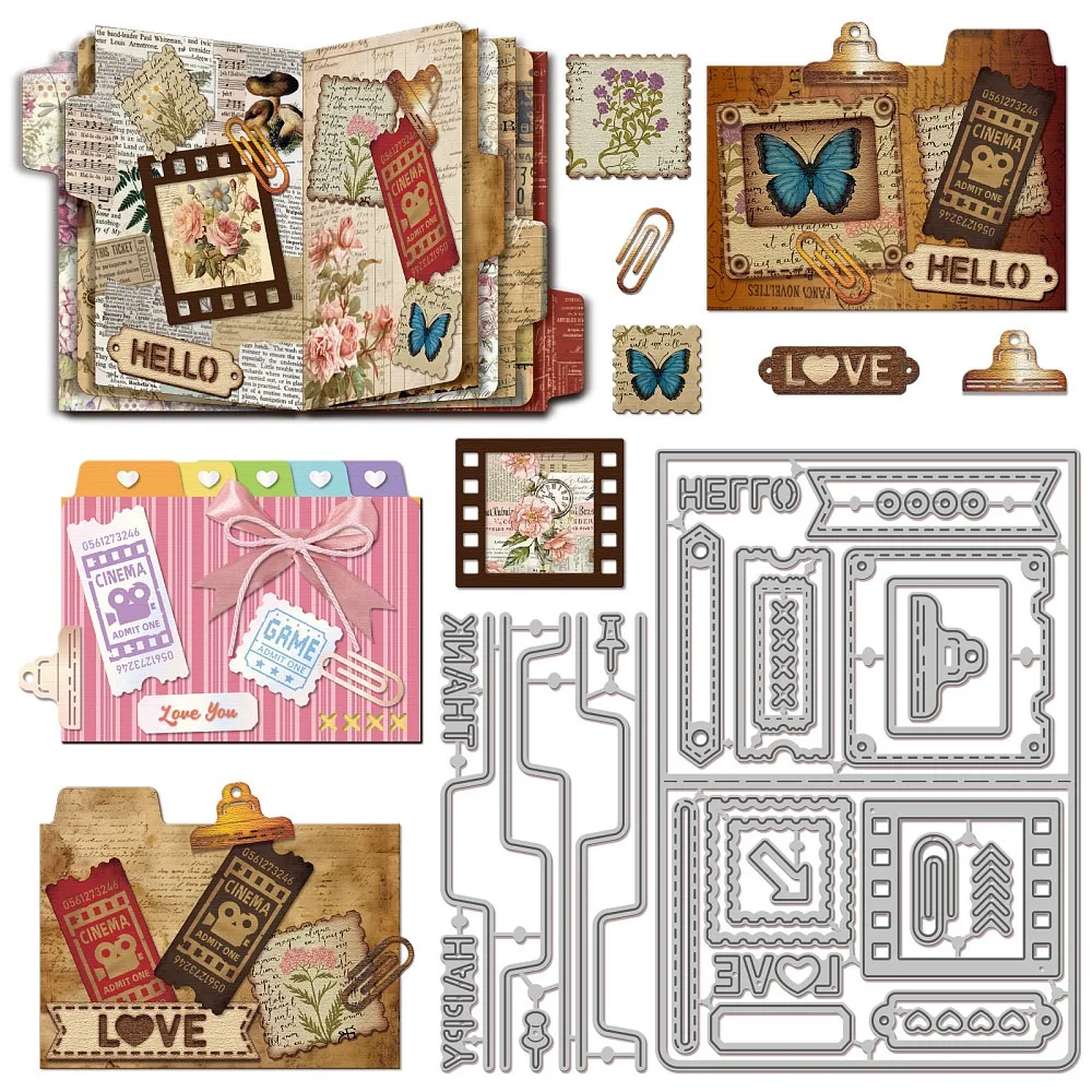 Schneideformen aus Kohlenstoffstahl mit Aktenordner-Motiv für DIY-Scrapbooking, Fotoalbum, dekorative Prägung, Papierkarten, Rechteck