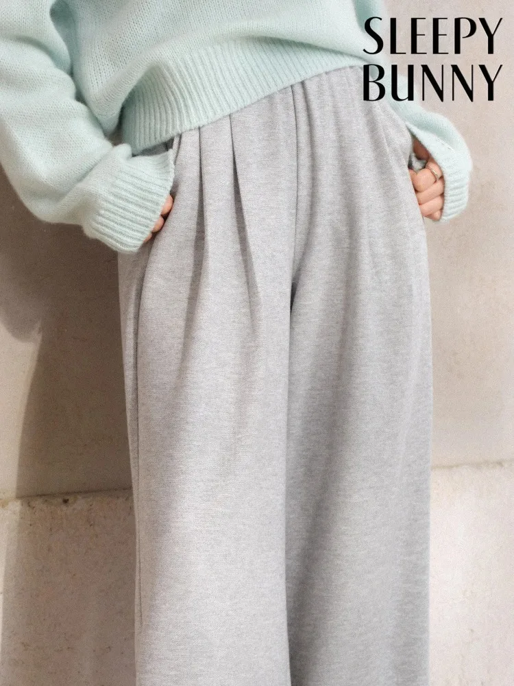 

Women High Waist Pleated Wide Leg Pants Spring Gray Loose Slimming Casual Trousers Lady Versatile Commuter Slacks Relaxed Fit
