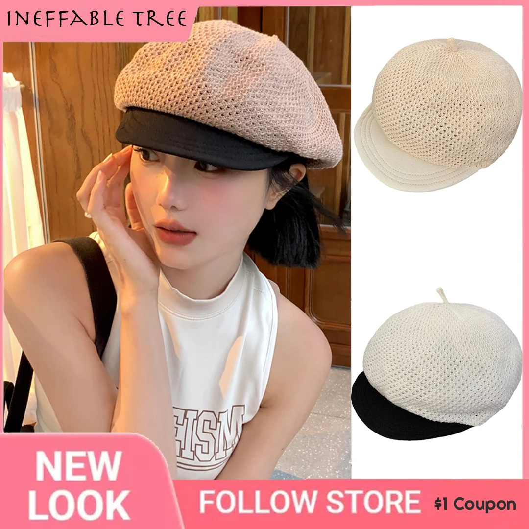 

Summer Hollow Berets Visor Summer Hats for Women Kawaii Cute Newsboy Cap for Girls Sweet Mesh Sun Hat Beach Outdoor Boina Gorras