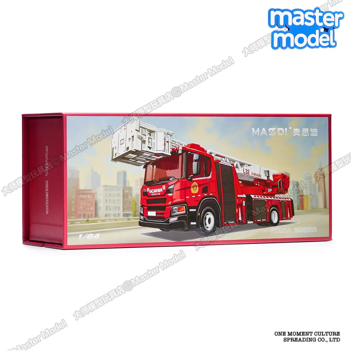 Masdi 1/64 USA Militaire Truck FMTV Scania Brandweerwagen P320 Hoogwerker Stedelijke Redding Pumper Legering Auto Model Collectie Speelgoed