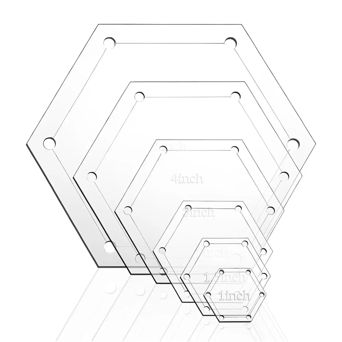 A95G 6 PCS Acrylic Hexagon Quilting Templates Set, 1