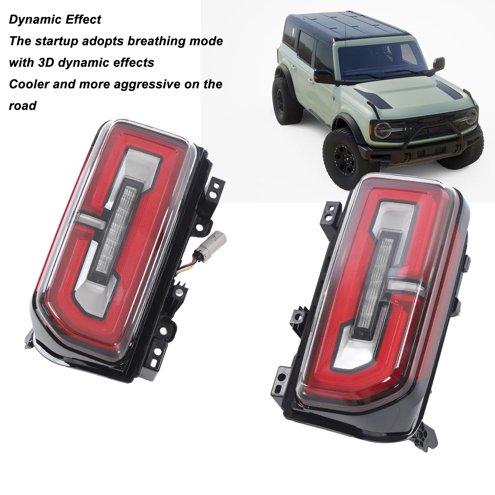 For Ford Bronco 2 Door 4 Door Version 2021 And Up 1 Pair Tail Light With Dynamic LED Streamer Turn Signal Lamp