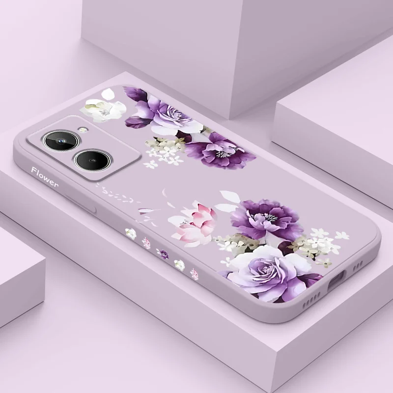 

Beautiful Peony Phone Case For OPPO Realme 11 10 9 9i 8 8i 7 Pro Plus C35 C21Y C25Y C25 4G 5G Liquid Silicone Cover