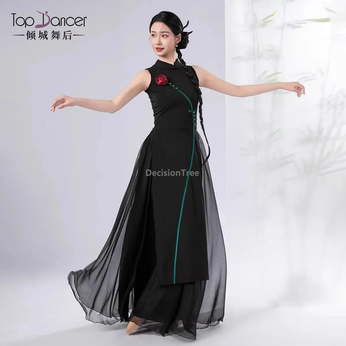 

2025 classical fashionable temperament chinese dancing qipao elegant literature art dance qipao dancer daily training costume