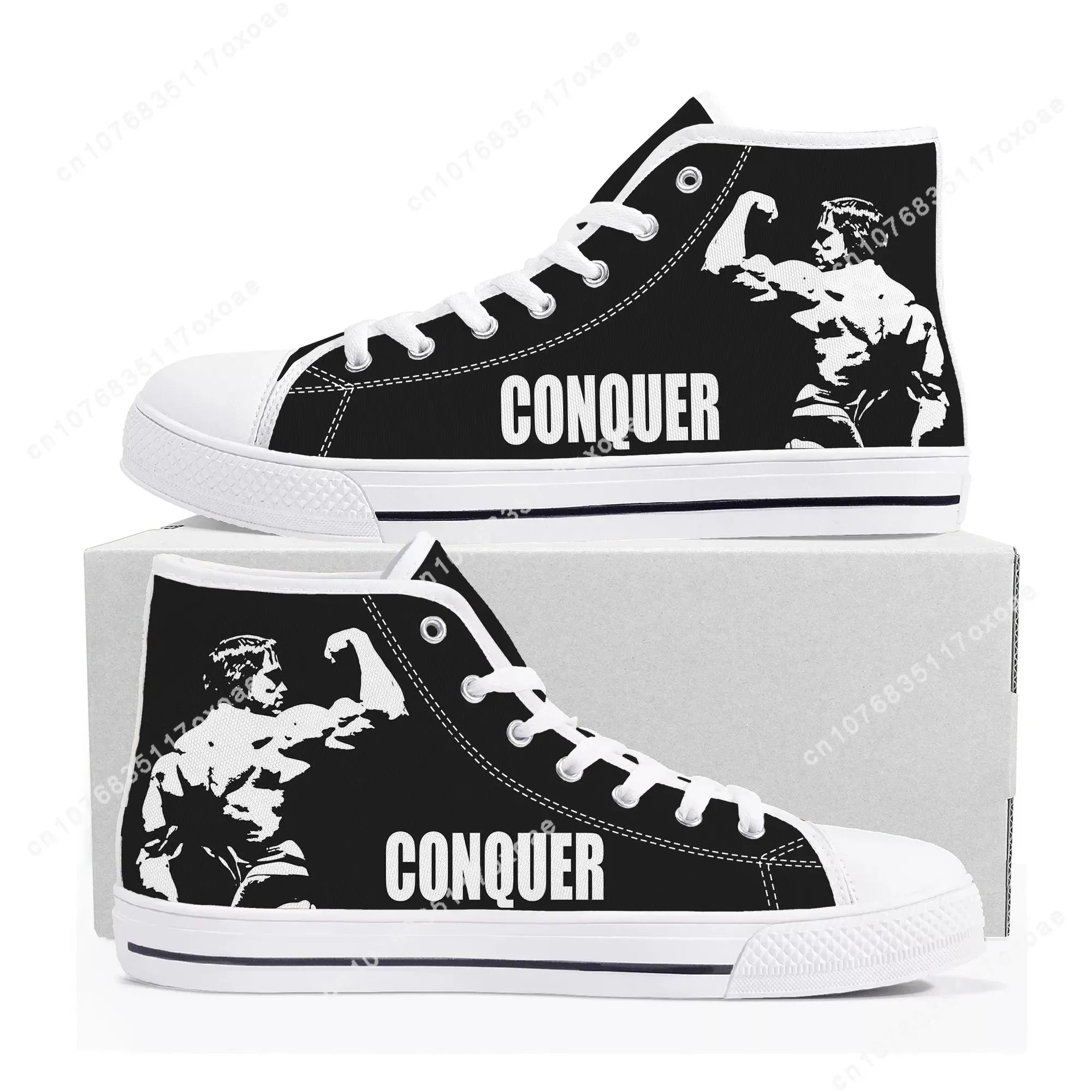 

Arnold Schwarzenegger Bodybuilder High Top Sneakers Mens Womens Teenager High Quality Canvas Sneaker Casual Shoe Customize Shoes