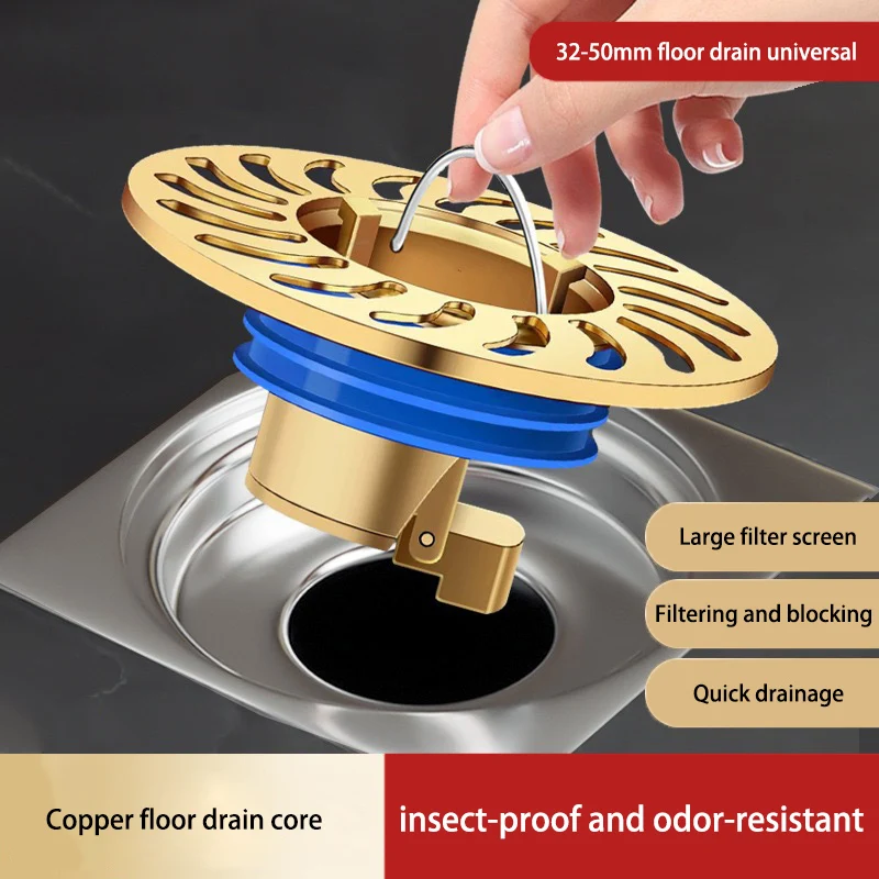 Universal Full Copper Sewer Stopper Anti-backflow Anti-odor Anti-insect Bathroom Drain Core