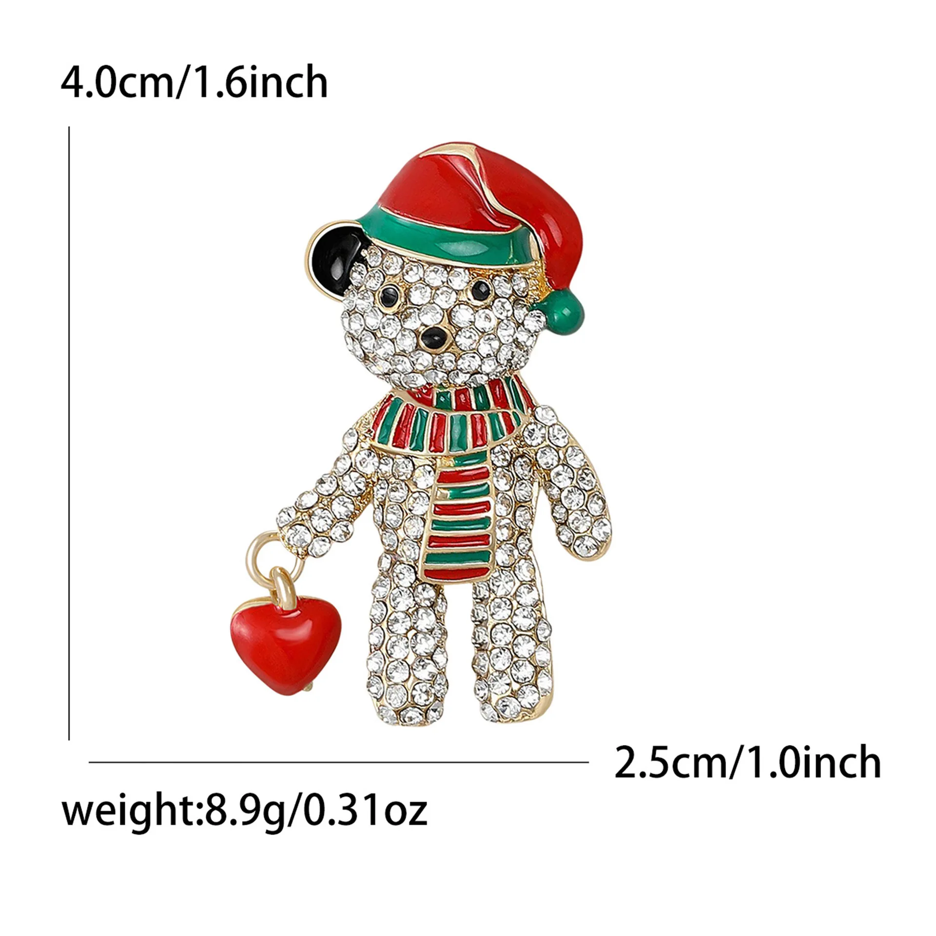Creative Design Of Water Diamond Enamel Christmas Bear Brooches, Cute Gifts For Girls And Boys' Holiday Banquets And Parties