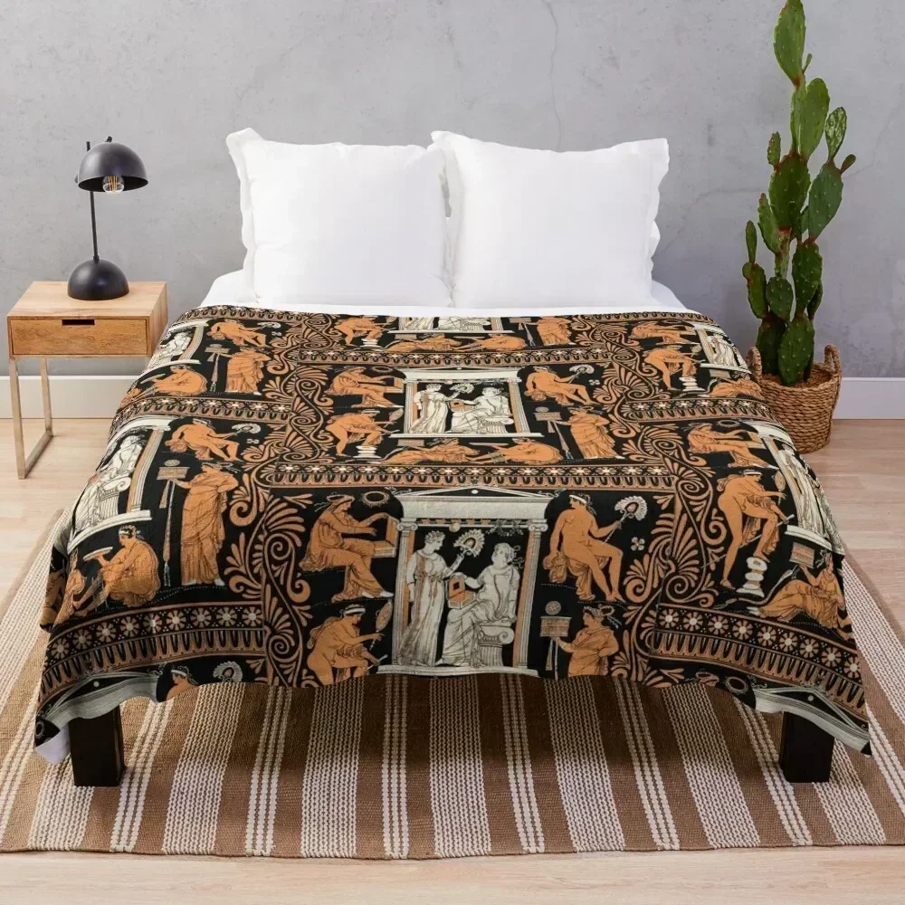 Greek vase print Throw Blanket