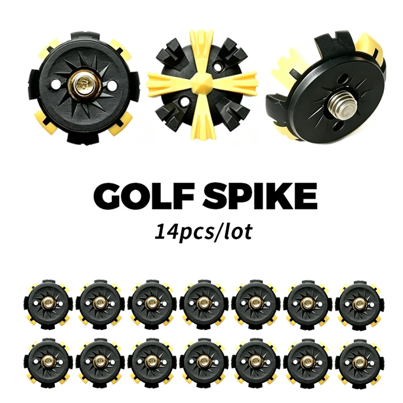 Golf Shoe Studs GOLF Shoe Studs 14 Pieces Set Cross Shaped Metal Spiral Studs Wear-Resistant And Durable Nail Remover