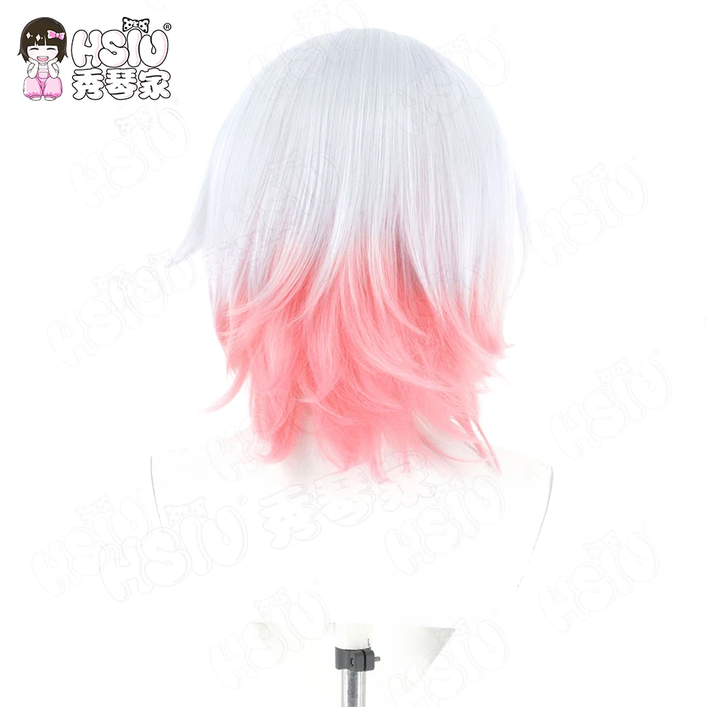 ساكورابا إيما شعر مستعار تأثيري HSIU الأزرق والفضي الشعر القصير مقاومة للحرارة شعر مستعار اصطناعي + غطاء شعر مستعار فتاة سحرية الساحرة محاكمة تأثيري #5