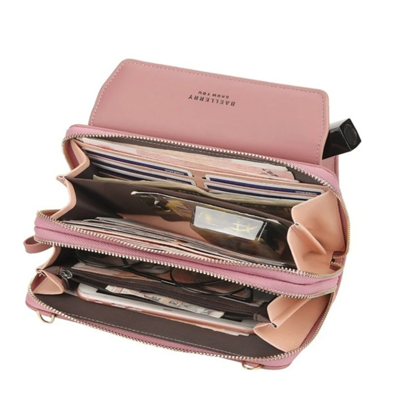Damen Lange Geldbörse Koreanische Version Umhängetasche Doppelreißverschluss Große Kapazität Clutch-Tasche Schulter-Handtasche Damen Handytasche – Detail 14