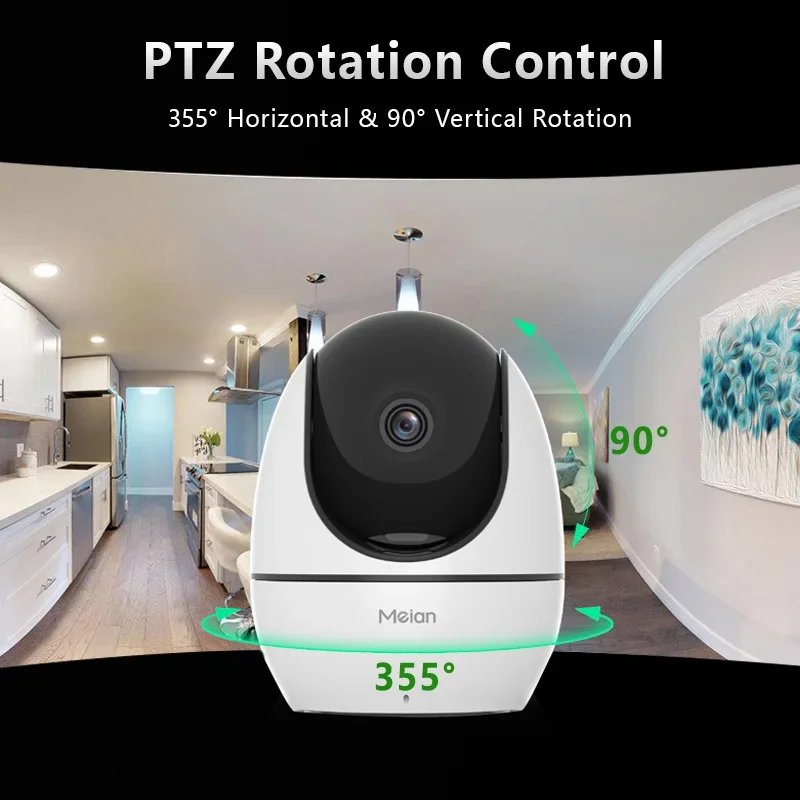 Meian-Wireless Indoor Baby Monitor, WiFi IP Camera, Mini CCTV Security Camera, AI Tracking, Audio Video Surveillance Camera