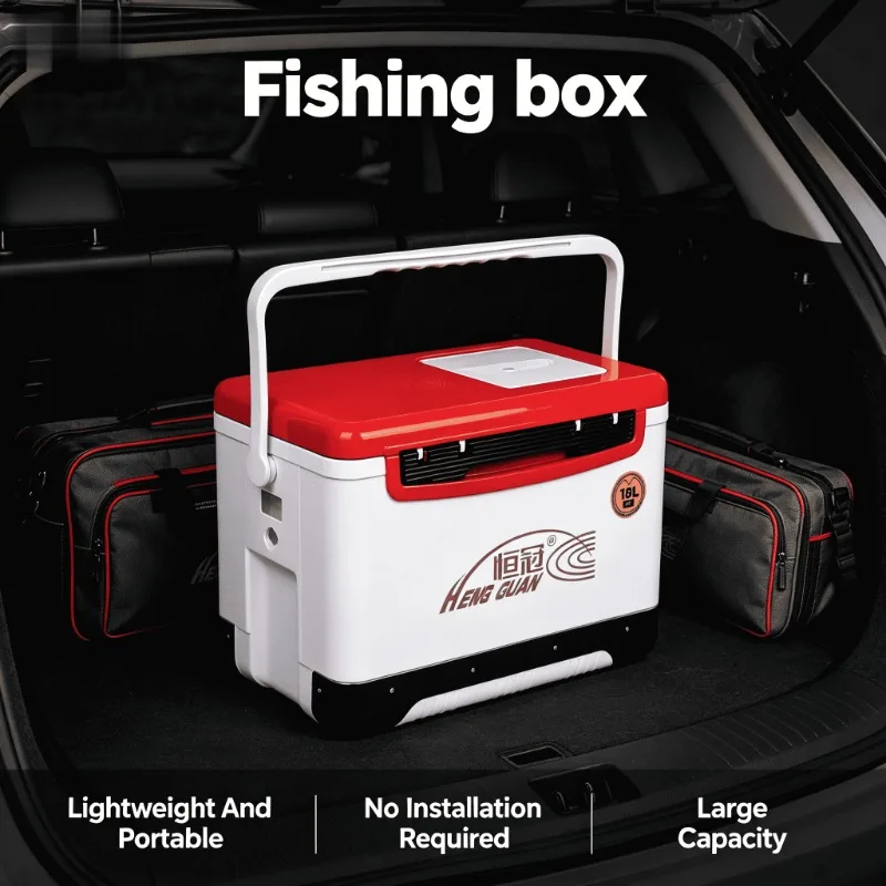 Caja de Pesca, Equipo de Pesca, Caja Refrigeradora Aislada de 18L, Asiento Portátil con Almacenamiento, Nevera, Equipo Multifuncional para Pesca